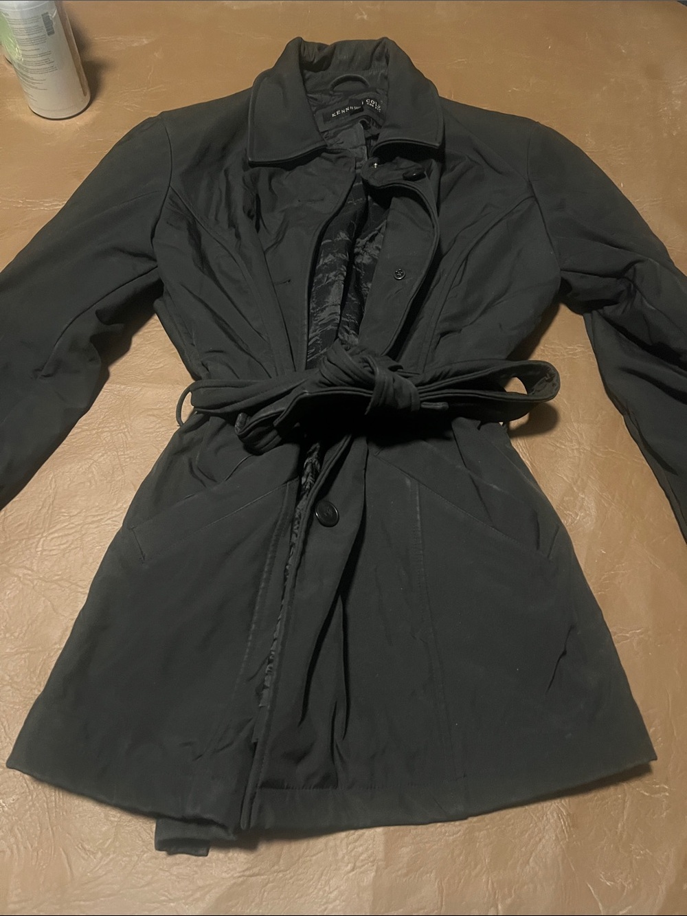 Kenneth Cole Black Belted Trench Coat
